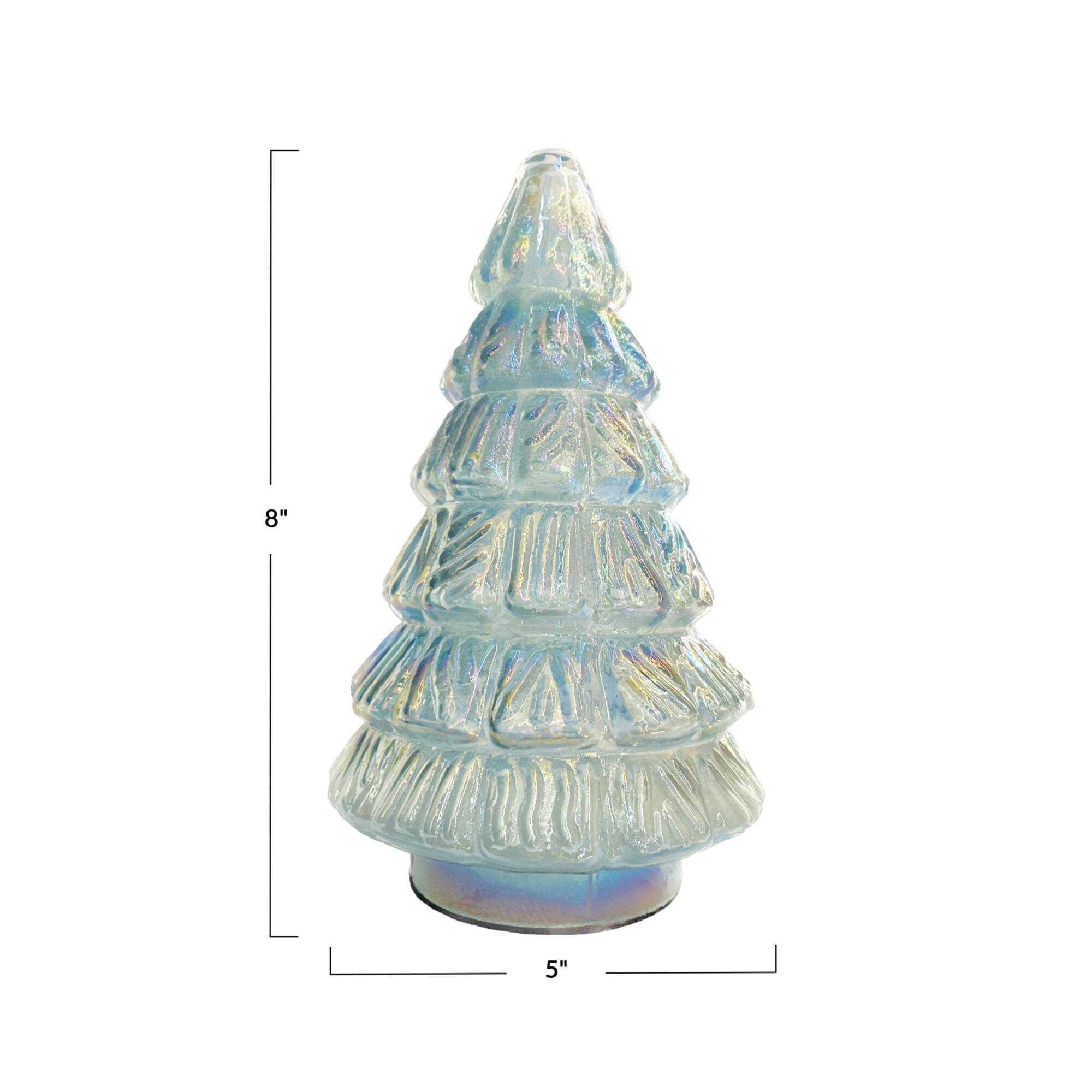 Hello Honey® 8" Iridescent Blue Round Embossed Glass Tree